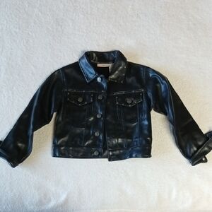 Mary-Kate and Ashley Kids Faux Leather Black Jacket Size 6/6X. Gently Used